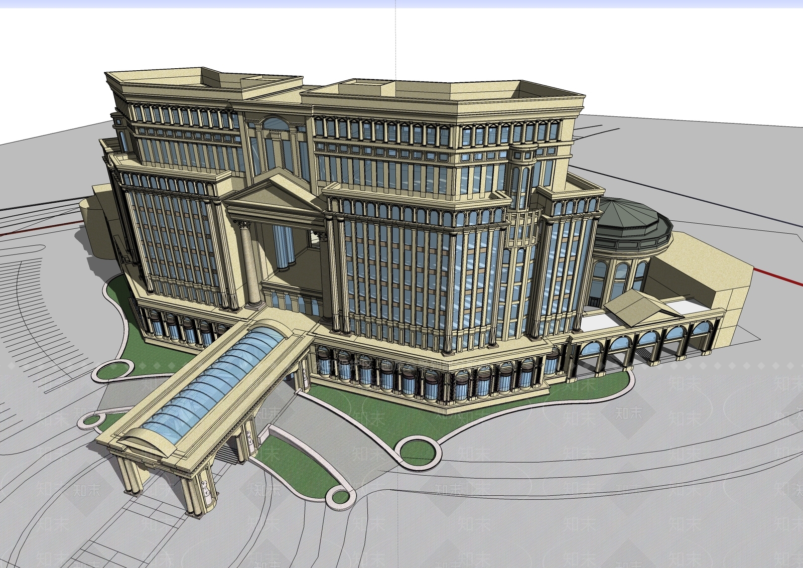 欧式、多层、酒店、办公楼SU模型下载【ID:840934505】
