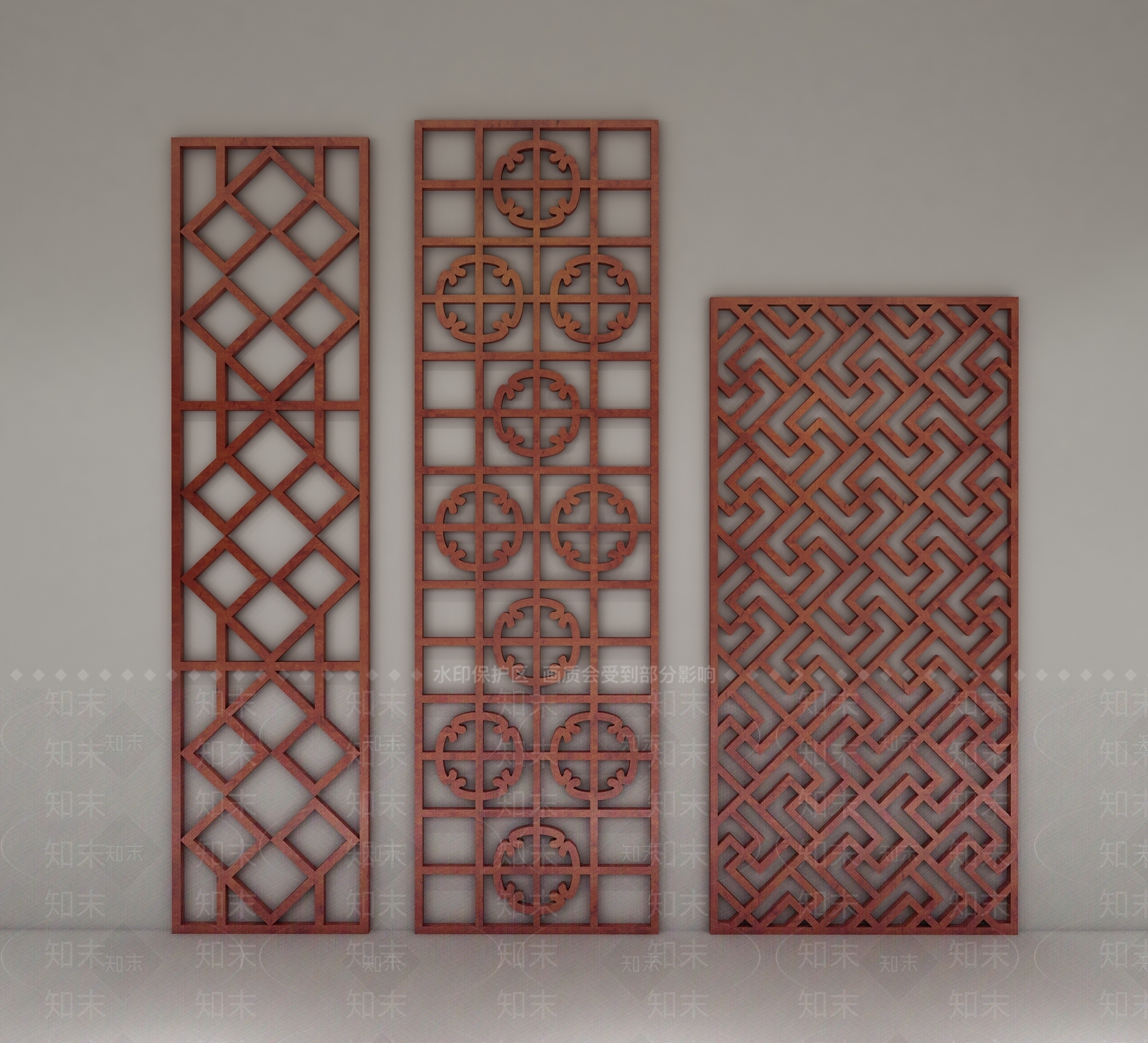 中式花格3D模型下载【ID:940937336】