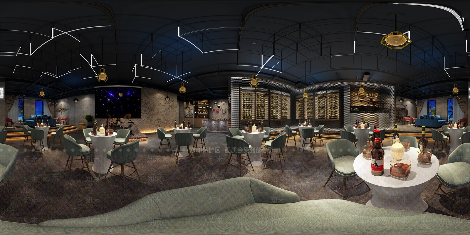 工业风现代酒吧3D模型下载【ID:440944486】