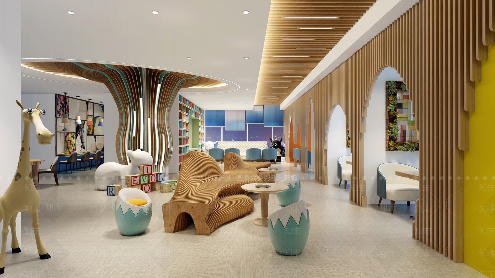 现代儿童主题餐厅3D模型下载【ID:740952954】