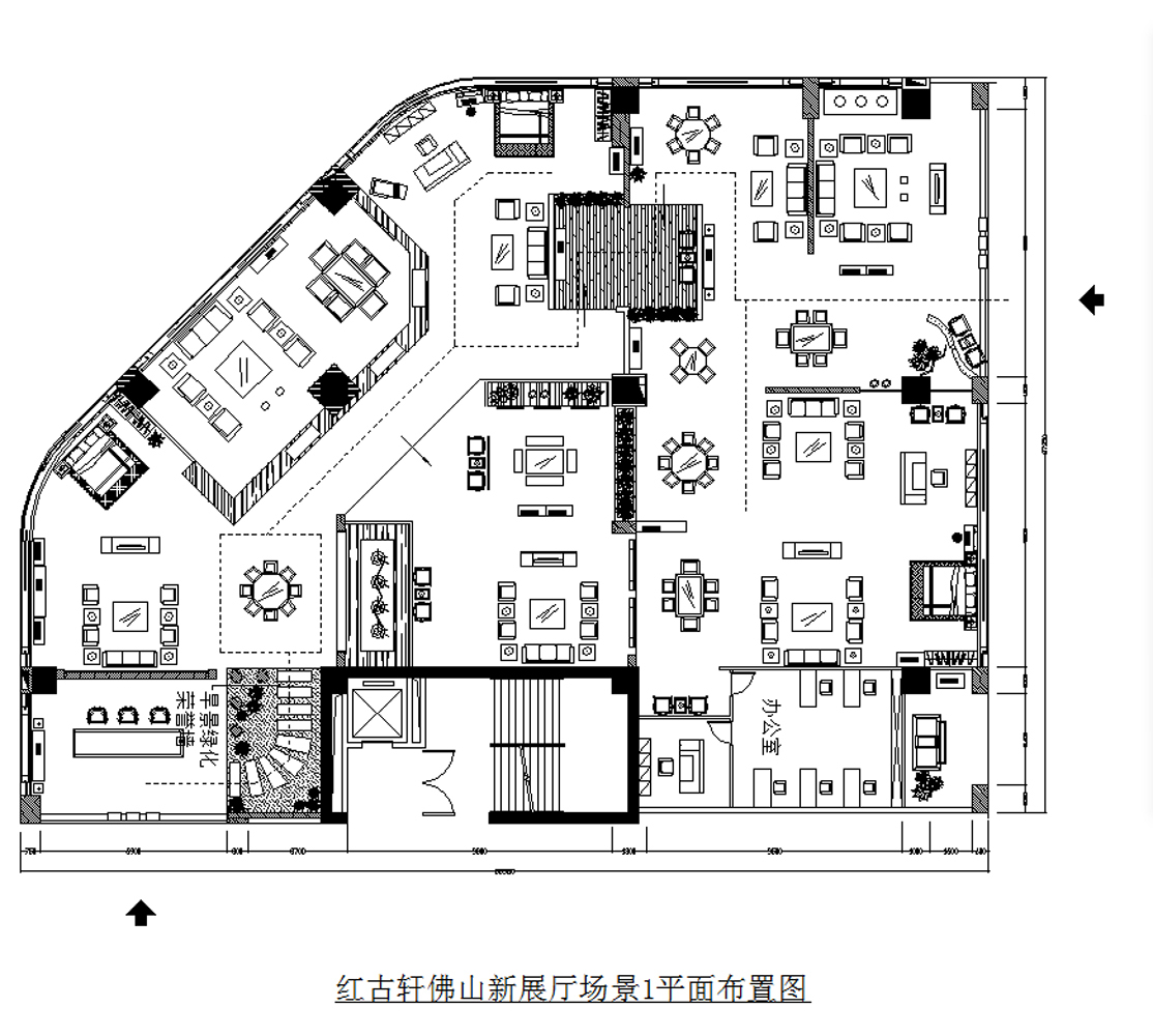 红古轩红木家具展厅专卖店装修施工图下载【ID:440955614】