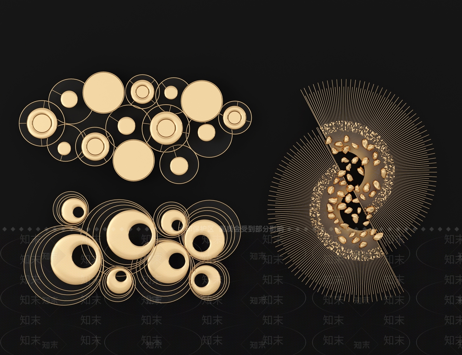 现代墙面装饰品背景墙挂饰3D模型下载【ID:140957196】