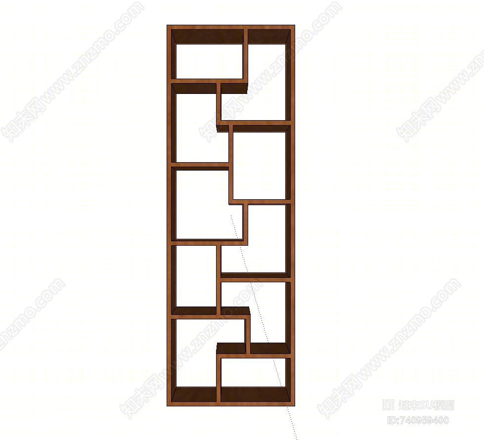 实木博古架置物架屏风玄关SU模型下载【ID:740959400】