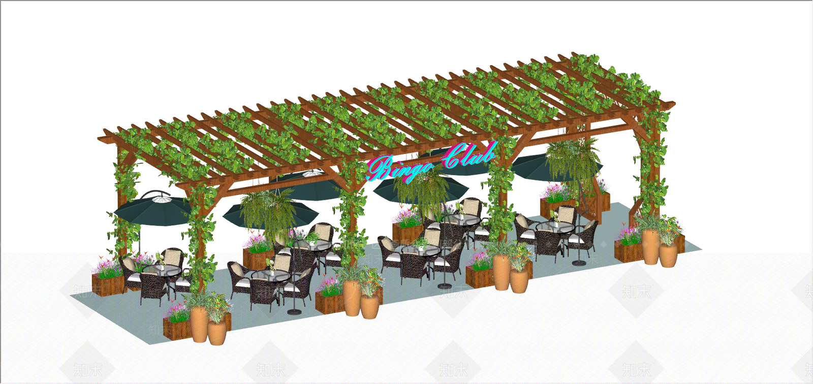 户外休闲酒吧SU模型下载【ID:940964609】