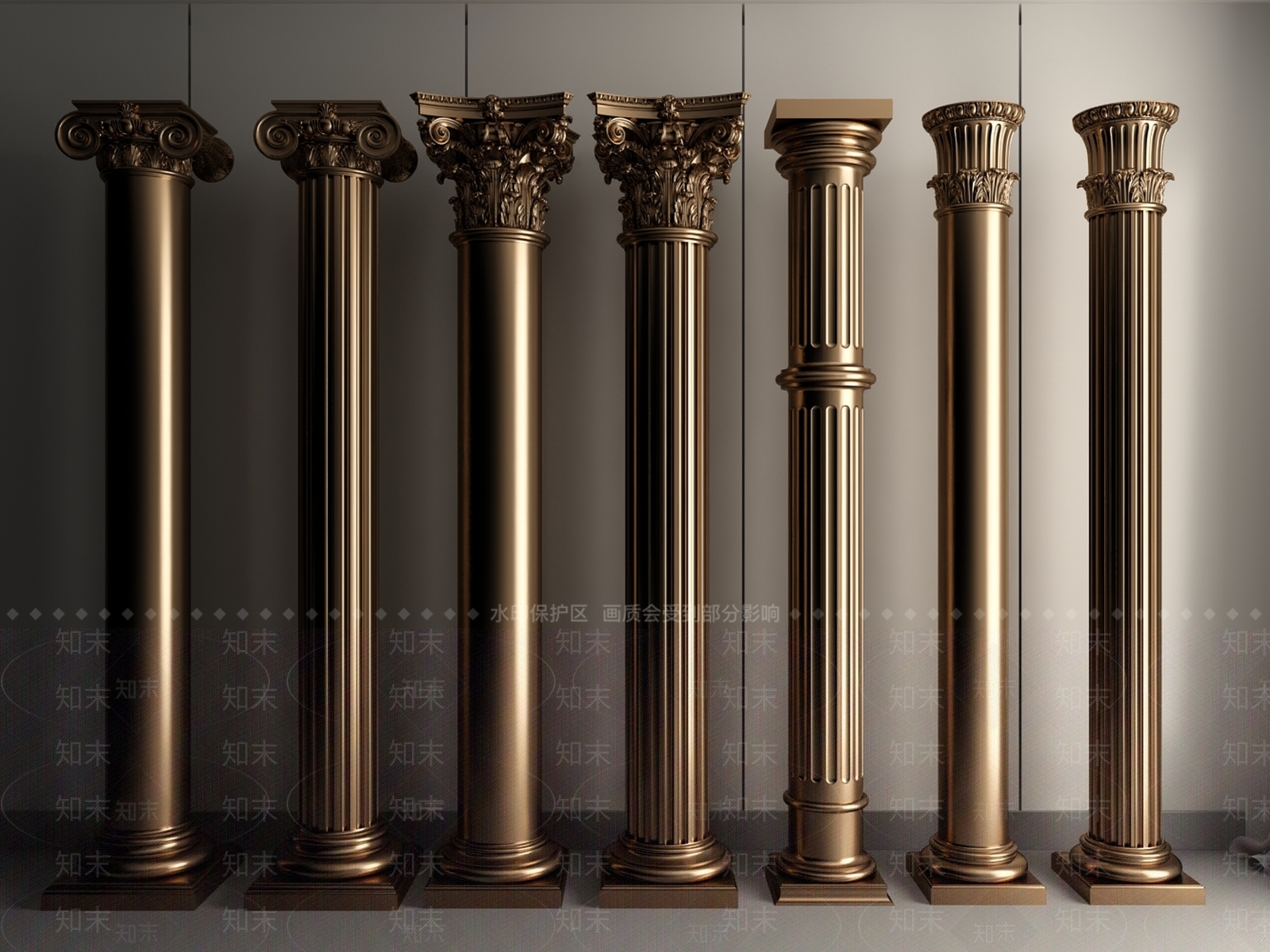 欧式古典罗马柱组合3D模型下载【ID:840970100】