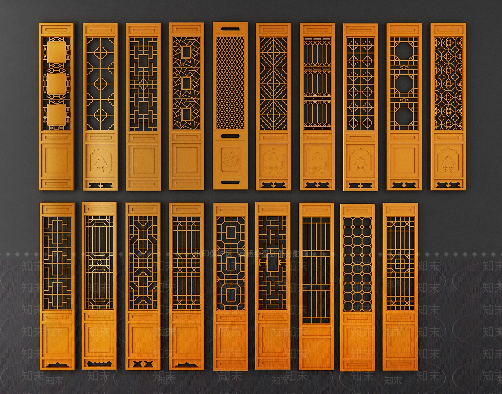 中式花格屏风门隔断3D模型下载【ID:940975357】
