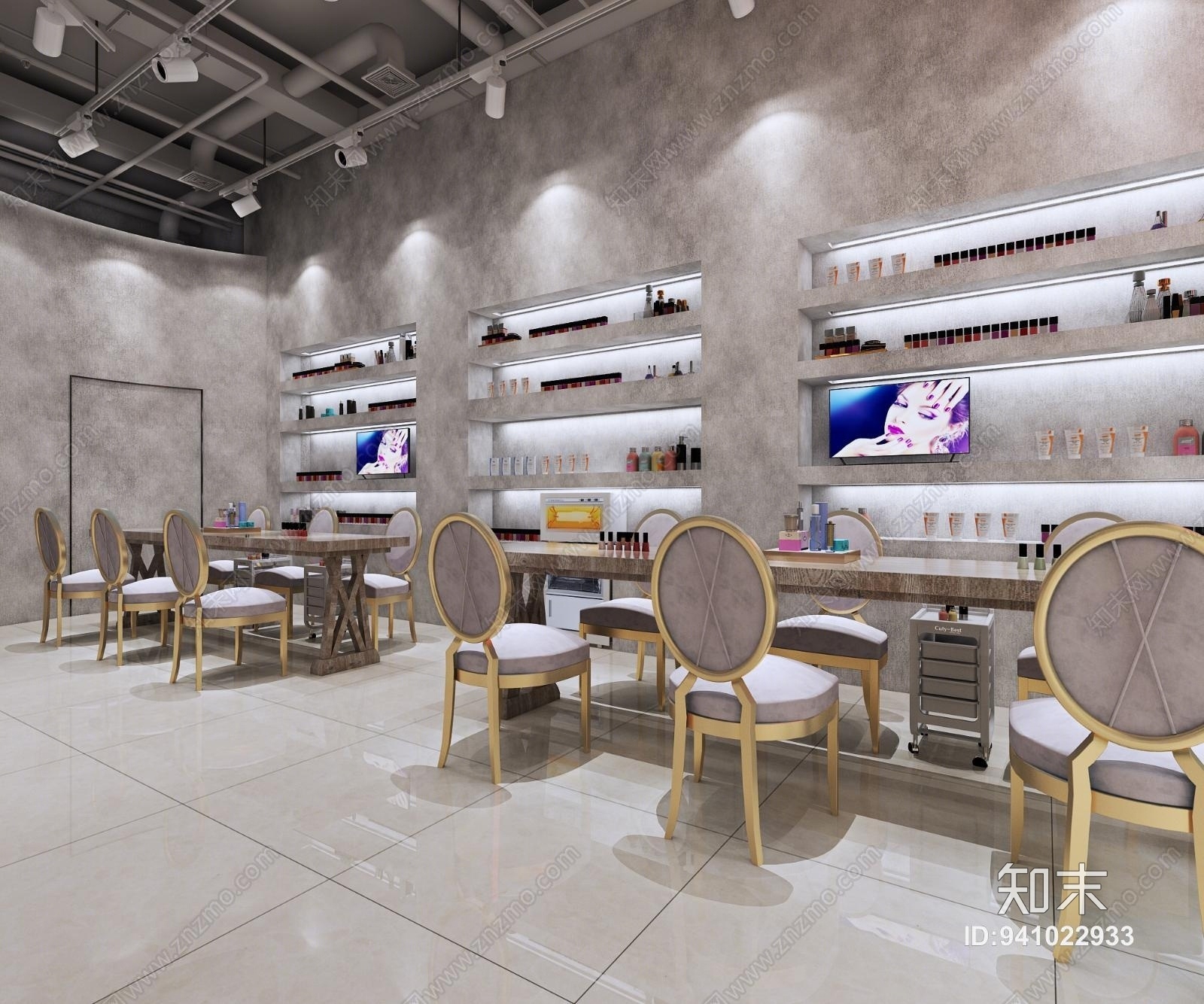 工业风美甲店3D模型下载【ID:941022933】