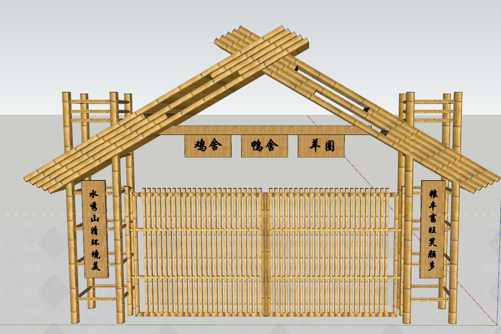 竹子大门SU模型下载【ID:941206198】