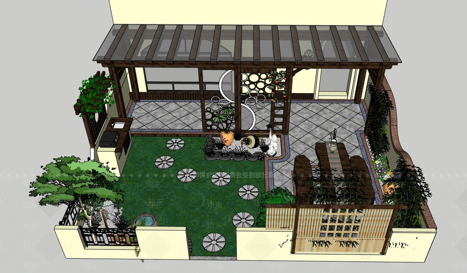 别墅露台SU模型下载【ID:741282076】