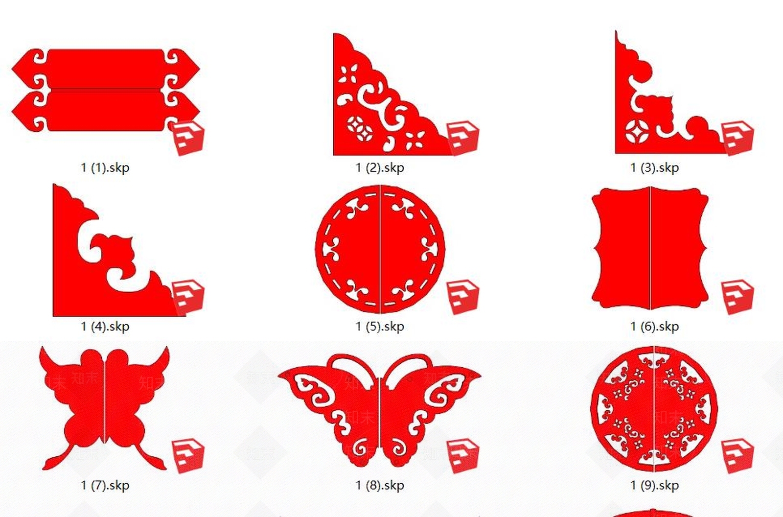 中式隔断SU模型草图