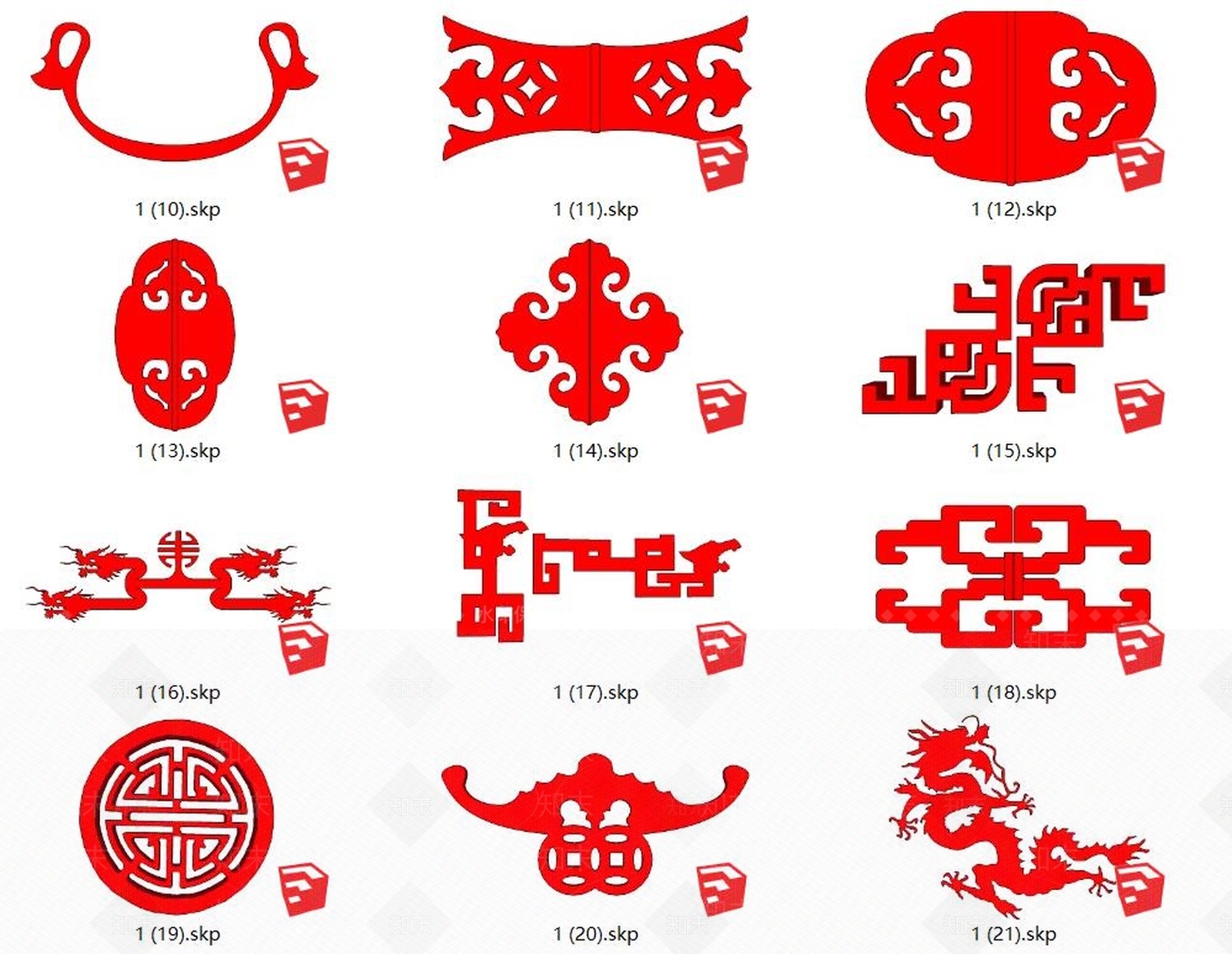 中式隔断SU模型草图
