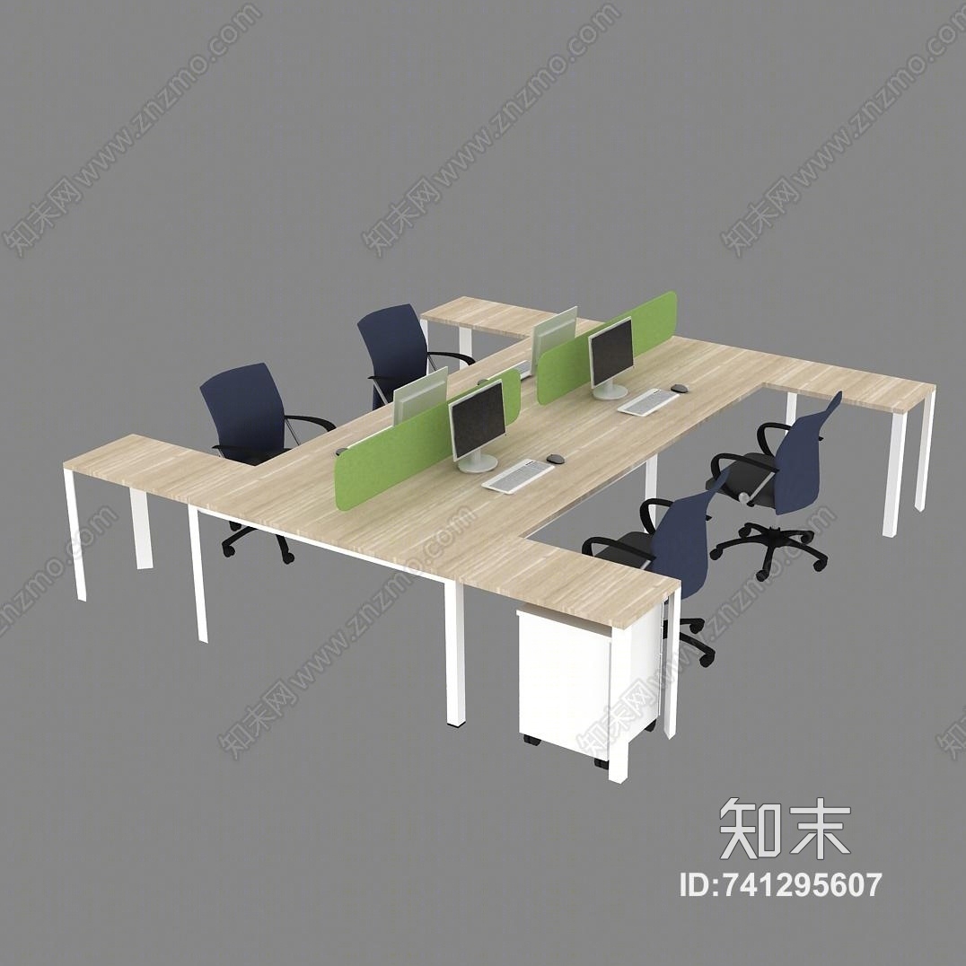 现代办公桌3D模型下载【ID:741295607】