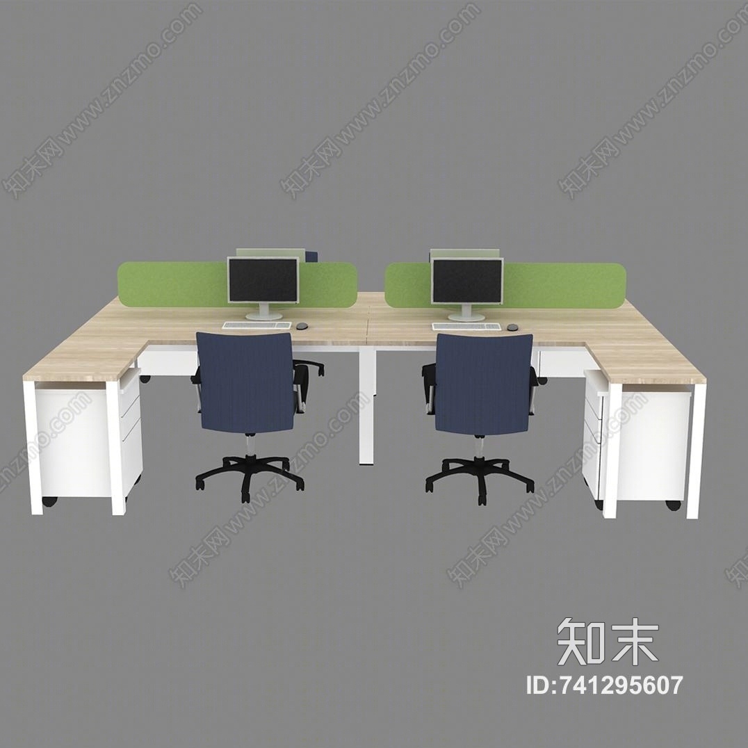 现代办公桌3D模型下载【ID:741295607】