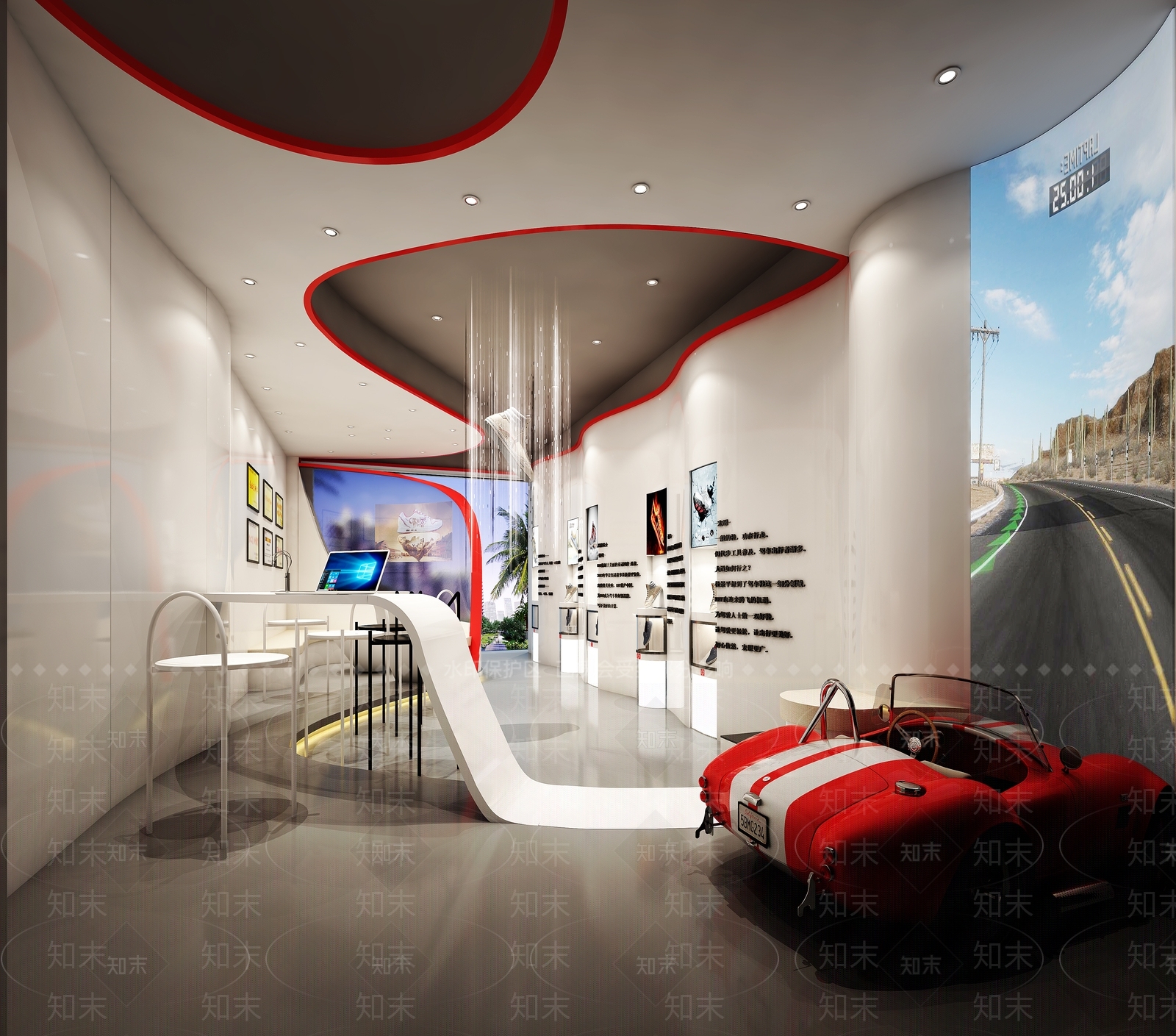 现代汽车专用鞋展厅3D模型下载【ID:941296536】