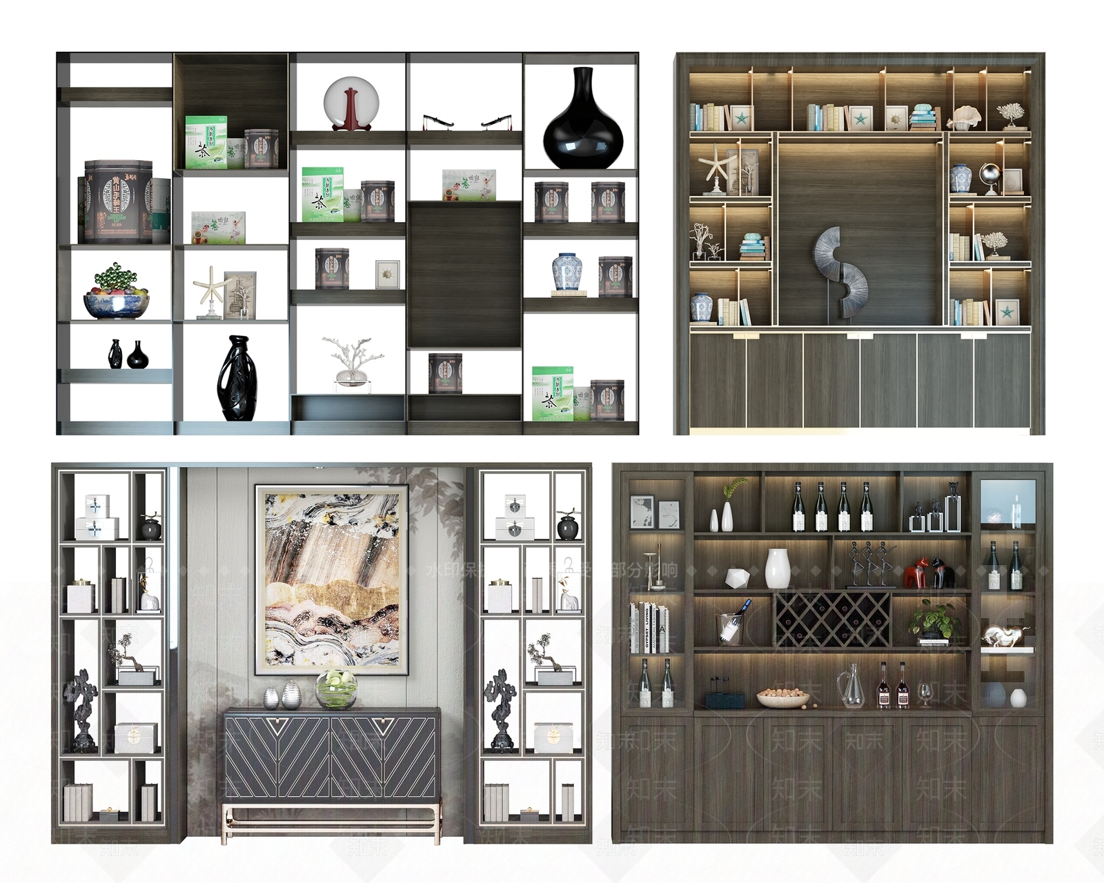 现代酒柜酒架装饰边柜隔断柜3D模型下载【ID:941302054】