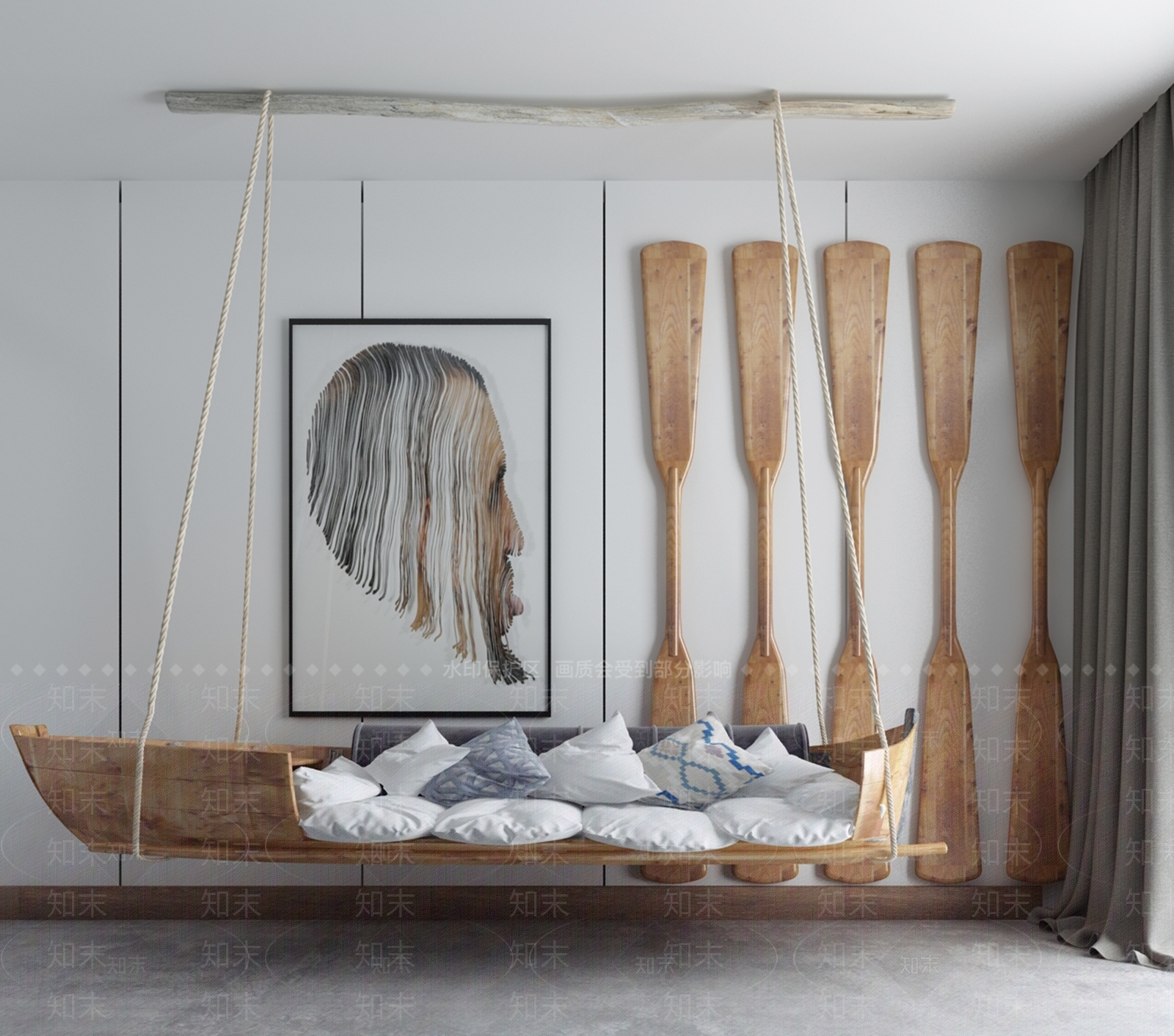 中式沙发茶几实木沙发帆船船桨3D模型下载【ID:341310343】