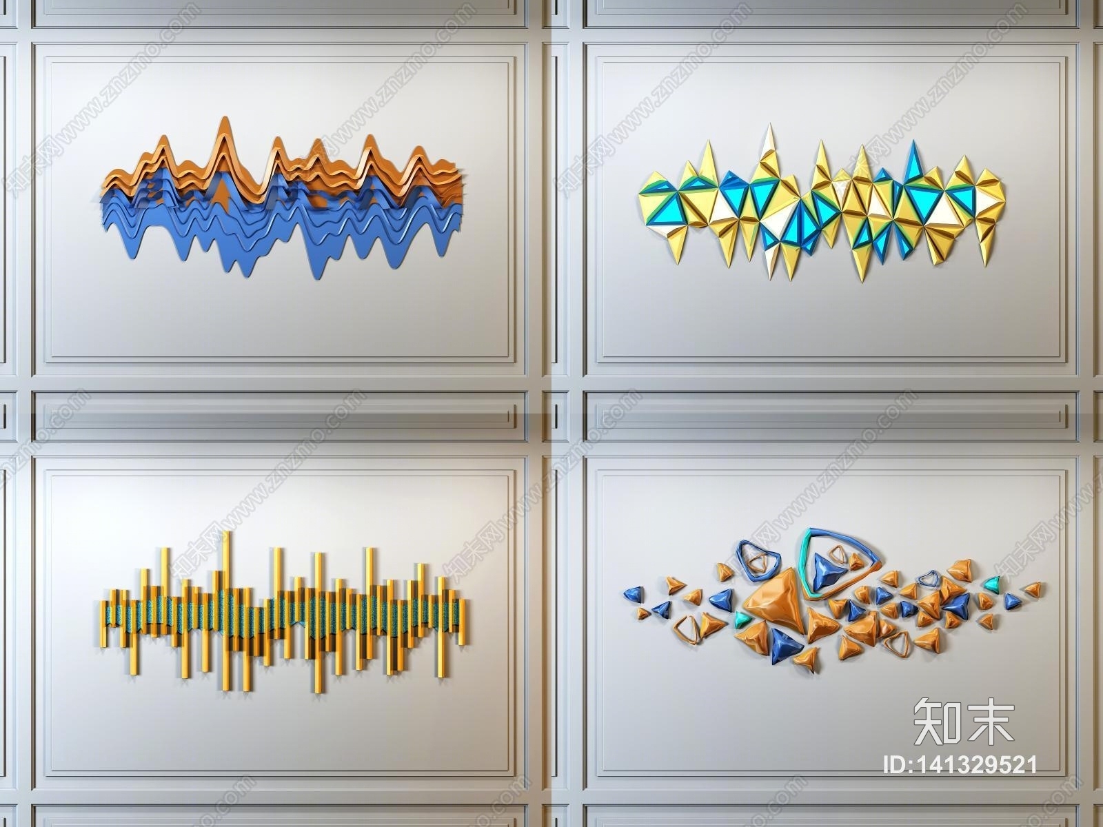 现代墙饰3D模型下载【ID:141329521】