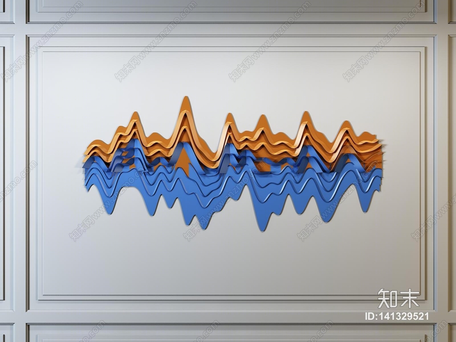 现代墙饰3D模型下载【ID:141329521】