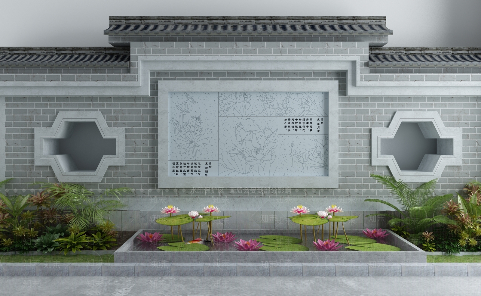 新中式日式庭院景观园林园艺小品日式庭院围墙户外石凳假山景观小品3D模型下载【ID:441330451】