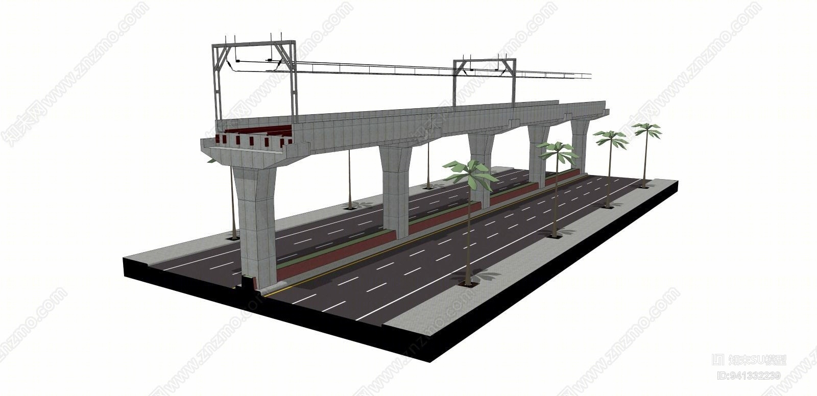 高铁高架桥SU模型下载【ID:941332239】