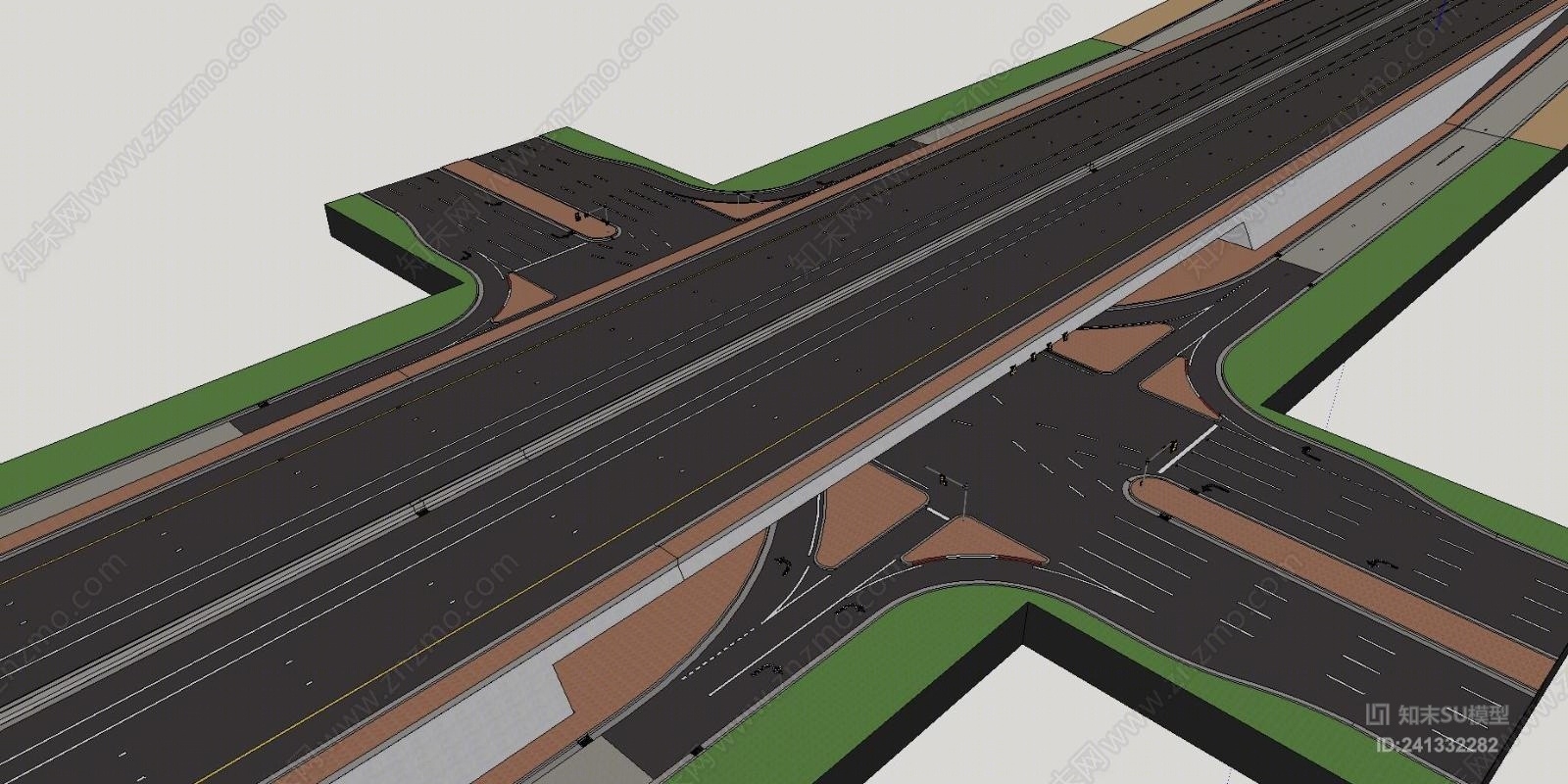 城市道路SU模型下载【ID:241332282】