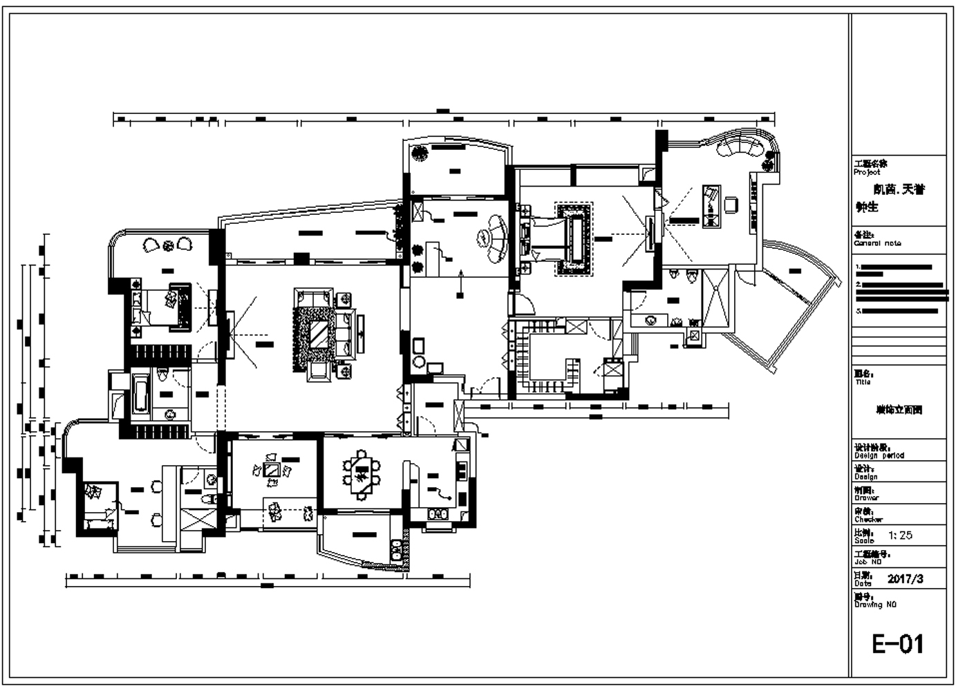 天誉9栋钟生家居施工图cad施工图下载【ID:541338547】