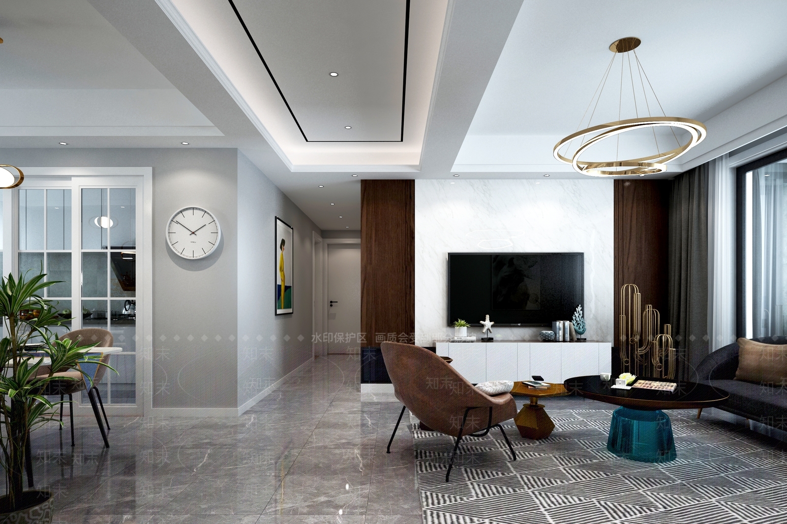 现代简单小客厅3D模型下载【ID:741348716】