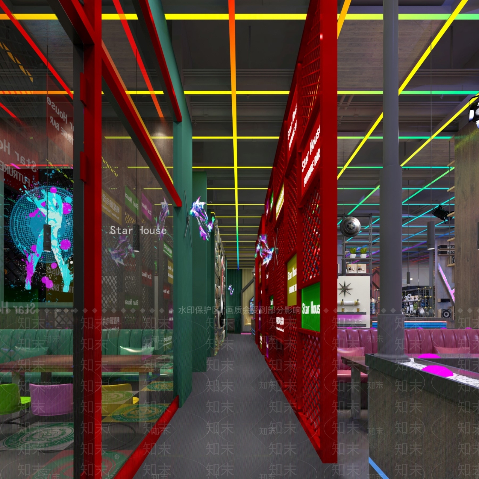 工业风音乐主题餐厅3D模型下载【ID:441350033】