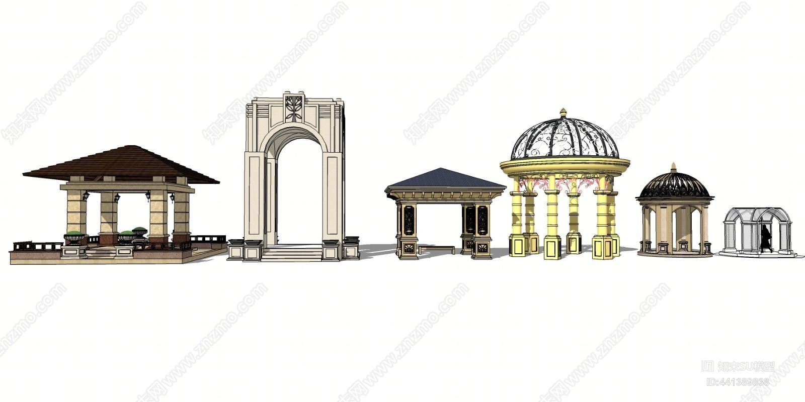 欧式亭子SU模型下载【ID:441389838】