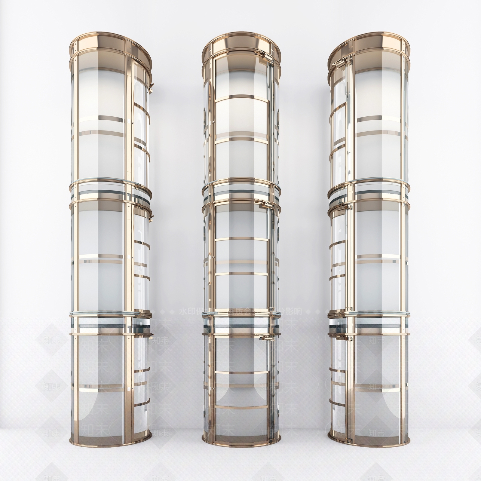 现代圆形观光电梯3D模型下载【ID:841393698】