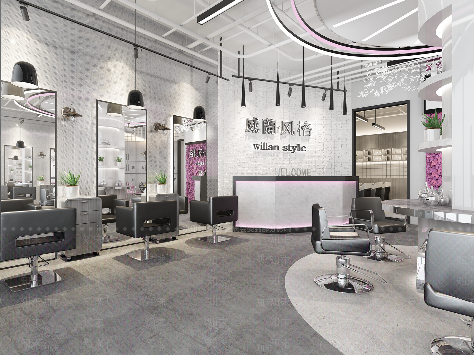 工业风轻工业风理发店3D模型下载【ID:941394706】