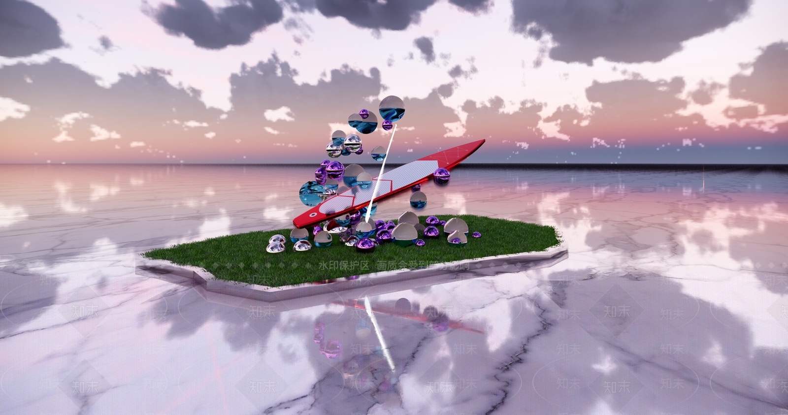 现代公共场所艺术装置Enscape材质SU模型下载【ID:641394658】