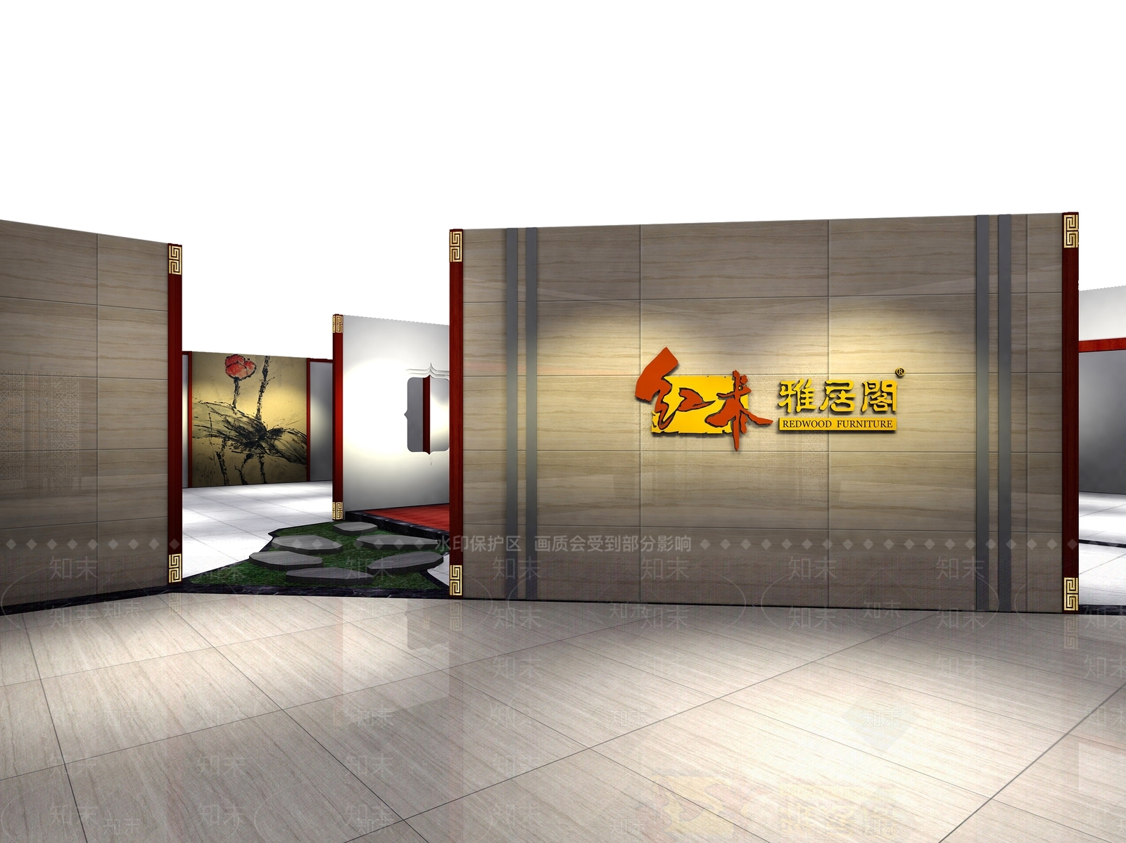 新中式东莞雅居阁红木家具专卖店3D模型下载【ID:641402293】