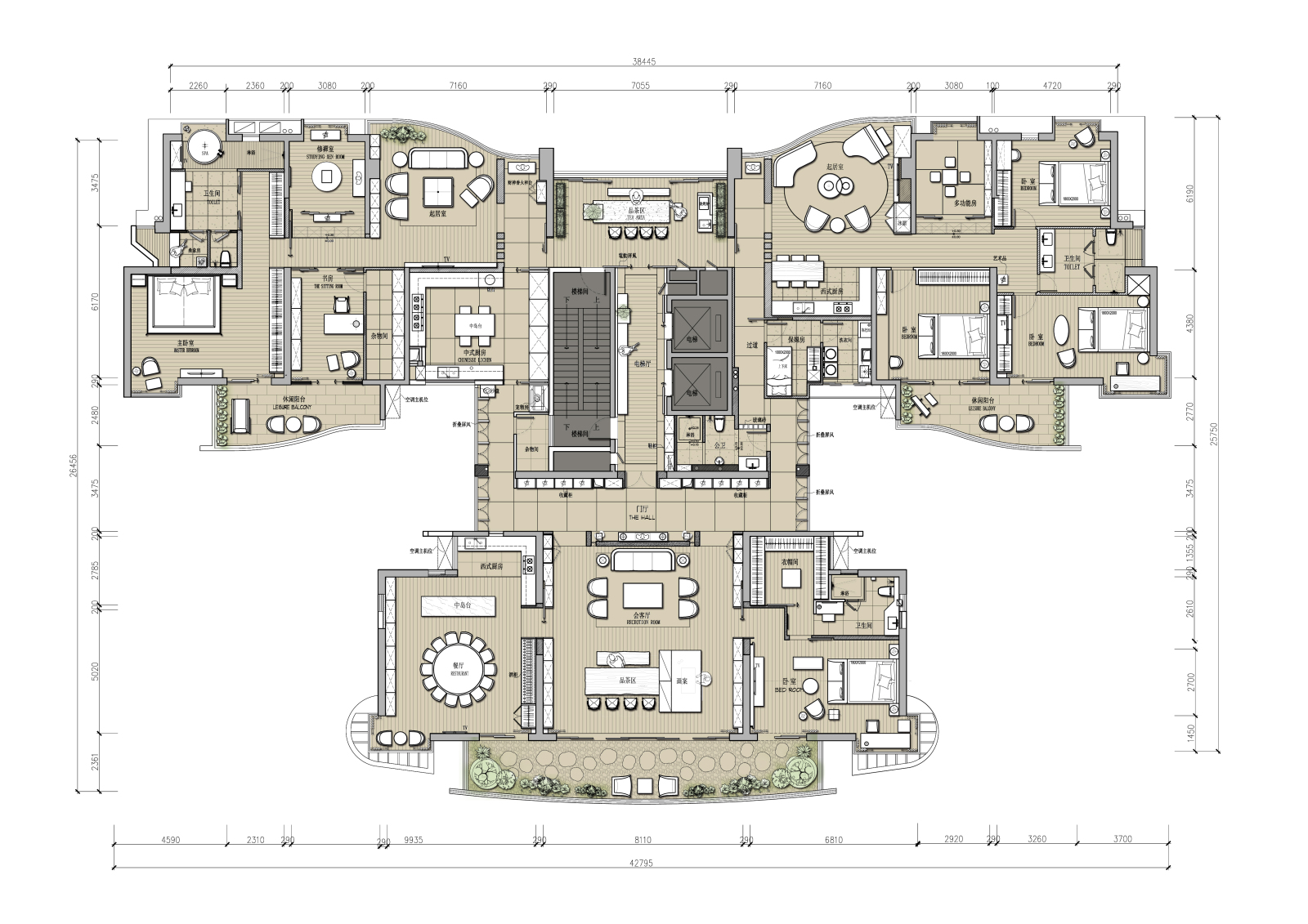 600平方豪宅会所丨CAD施工图+效果图+打印线型cad施工图下载【ID:741423310】