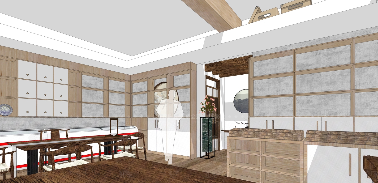新中式茶叶店SU模型下载【ID:541426997】