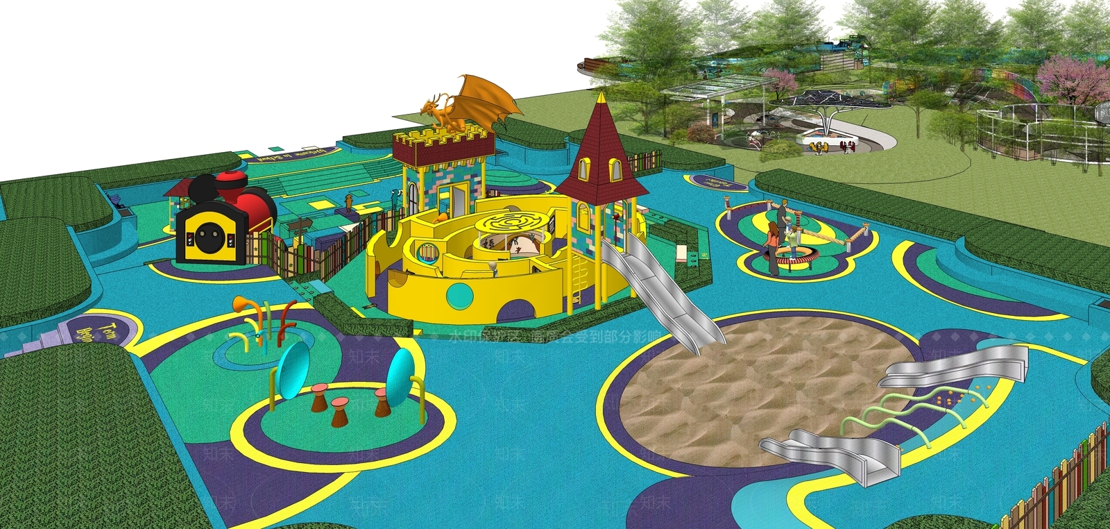 现代儿童主题游乐场SU模型下载【ID:541460847】