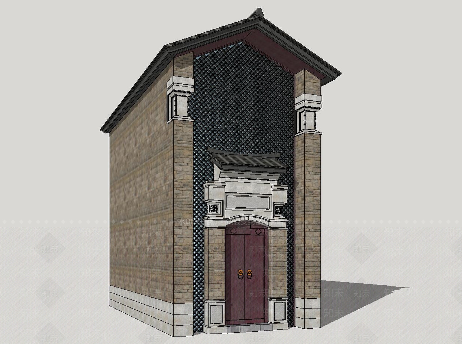 中式古典大门SU模型下载【ID:941464136】