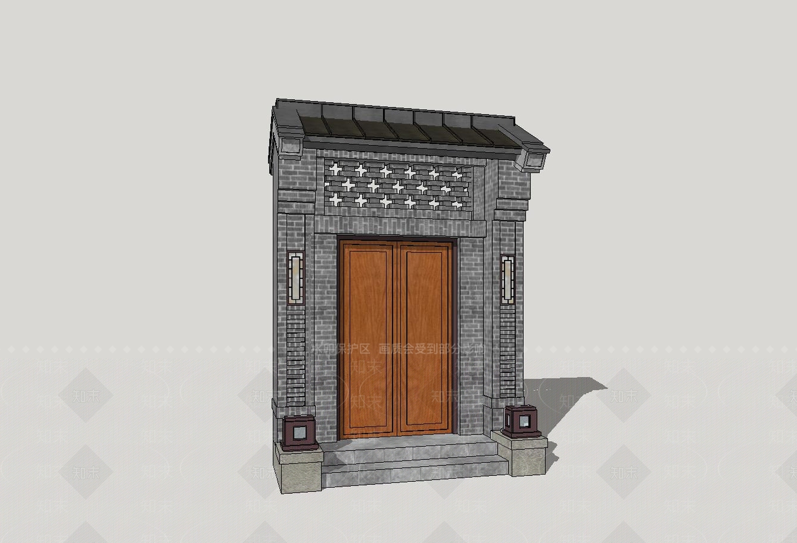 中式古典大门SU模型下载【ID:941464147】