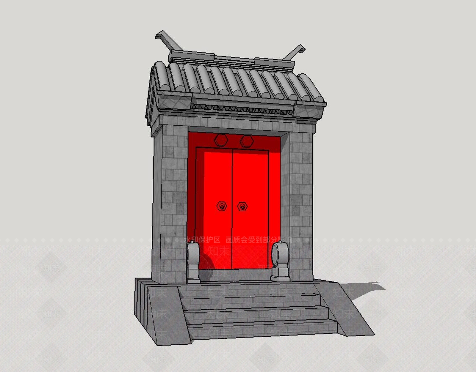 中式古典大门SU模型下载【ID:941464158】