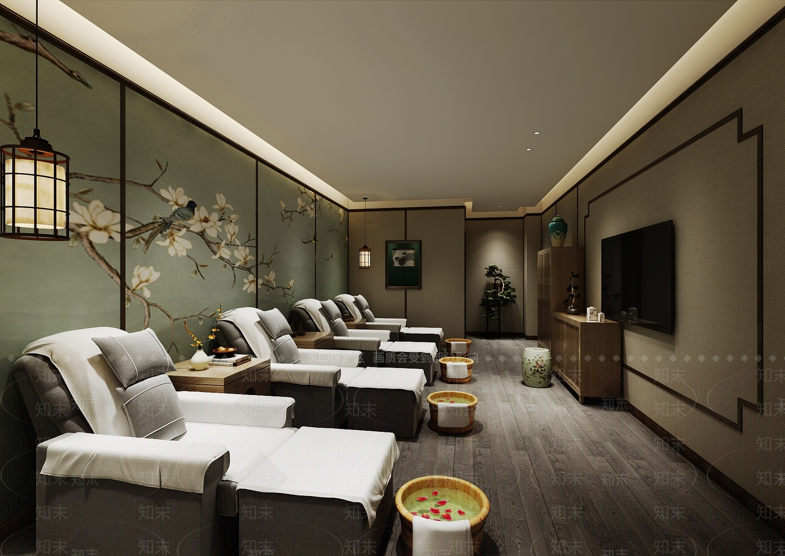 新中式SPA会所按摩室3D模型下载【ID:441467663】