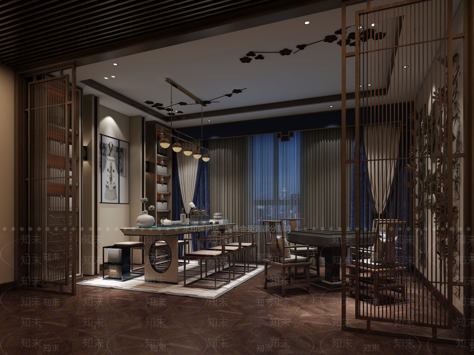 新中式品茶区3D模型下载【ID:641469546】