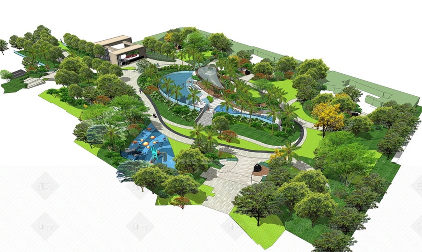 热带公园景观SU模型下载【ID:541485780】