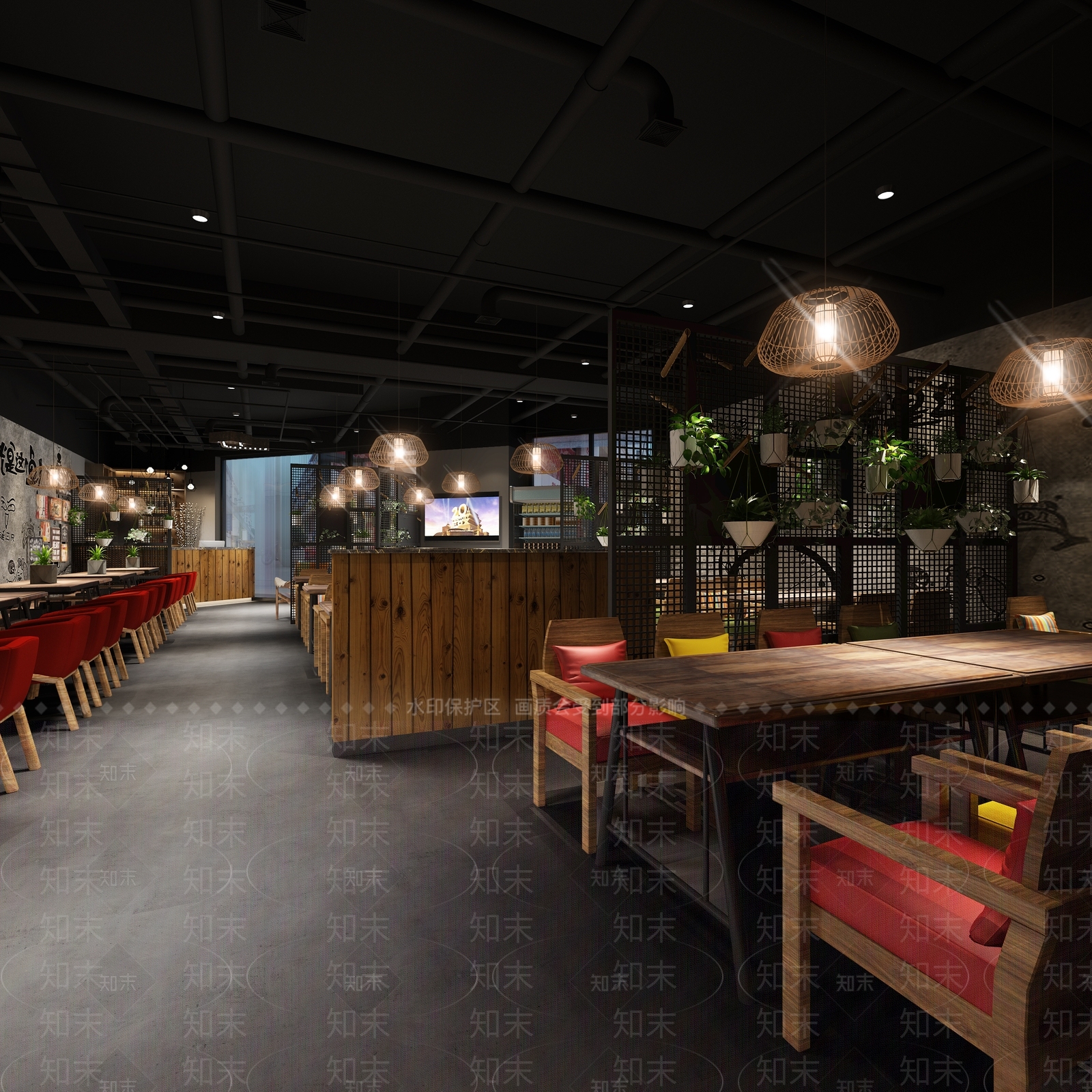 工业风火锅店3D模型下载【ID:341494206】