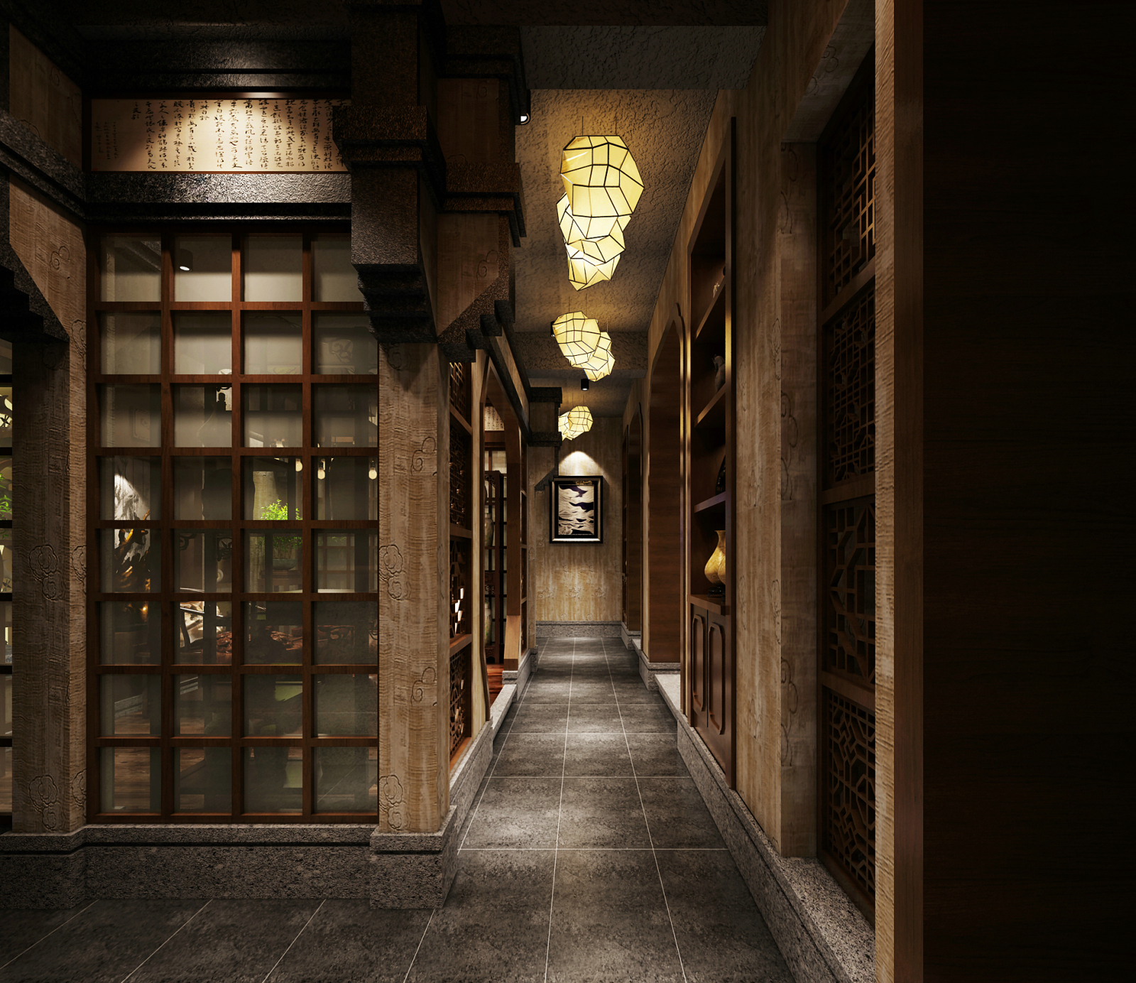 现代商场茶餐厅茶楼餐饮案例（施工图+效果图）cad施工图下载【ID:641505738】