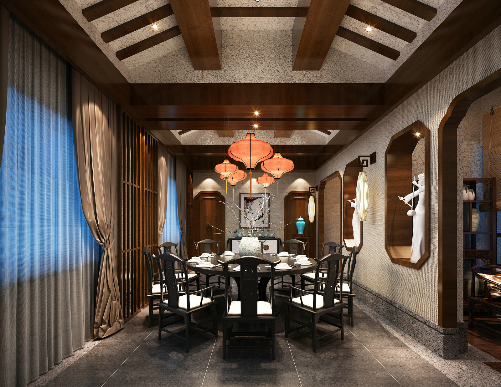 现代商场茶餐厅茶楼餐饮案例（施工图+效果图）cad施工图下载【ID:641505738】