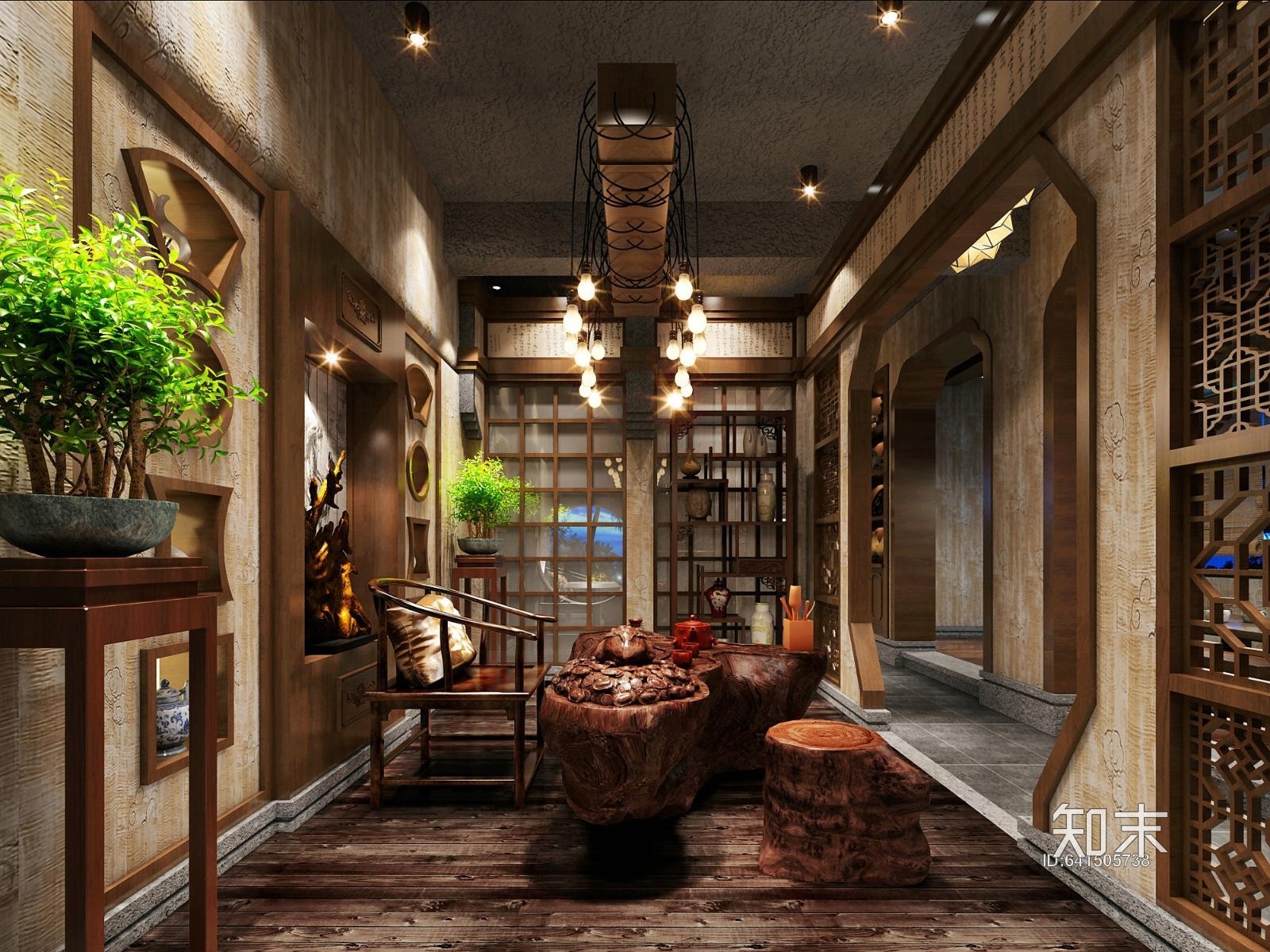 现代商场茶餐厅茶楼餐饮案例（施工图+效果图）施工图下载【ID:641505738】