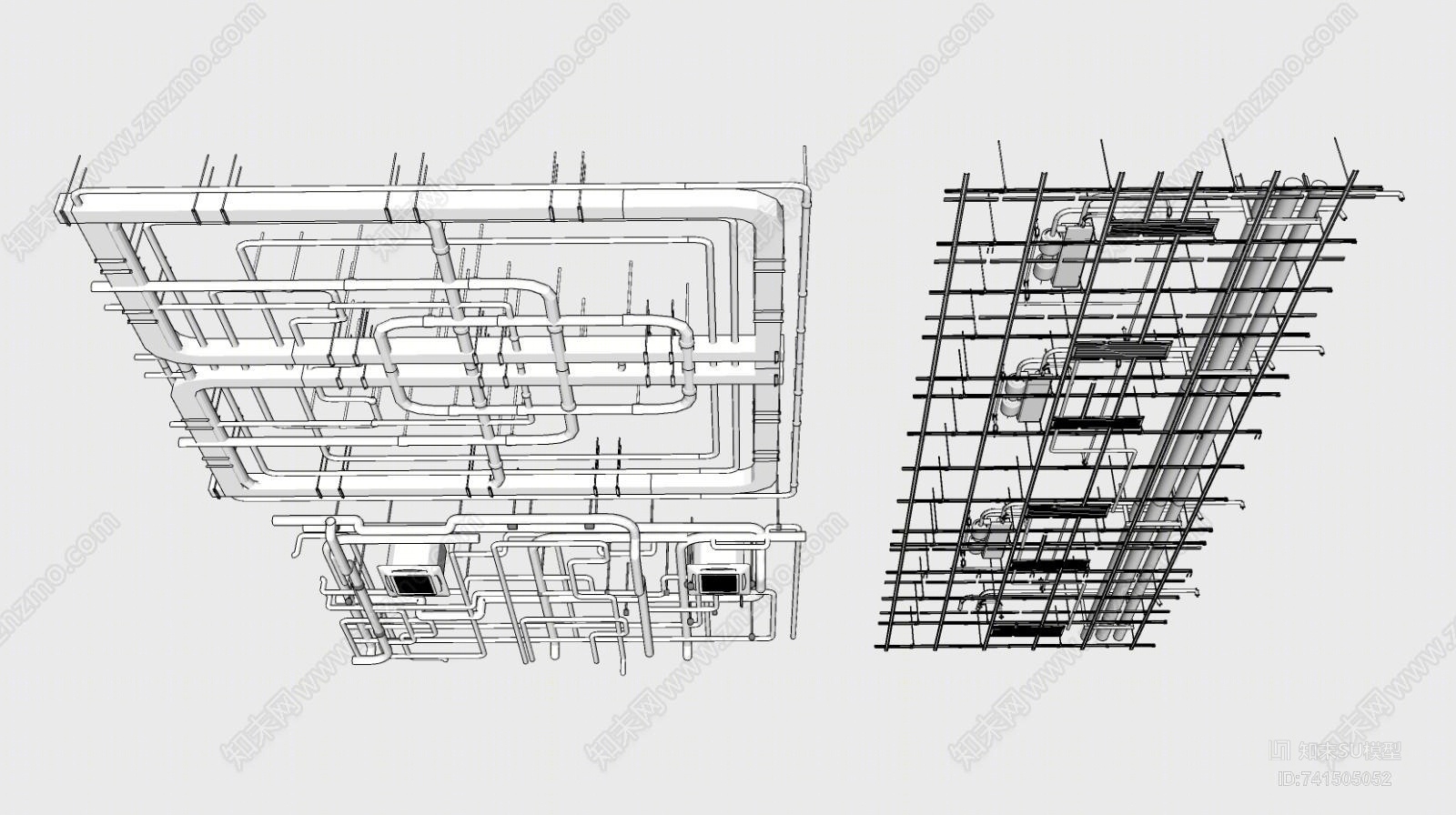 工业通风管道SU模型下载【ID:741505052】