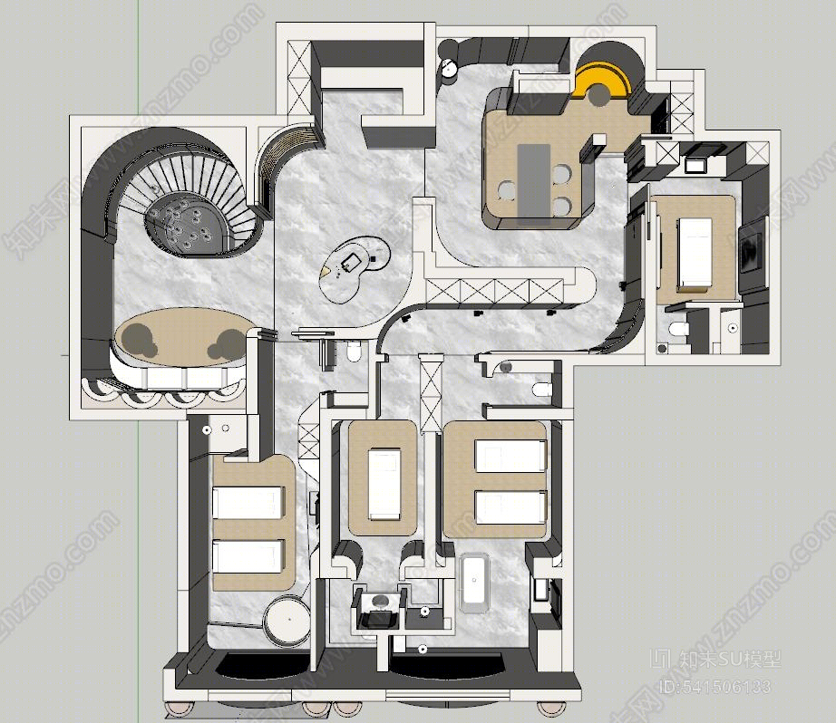 现代美容院SU模型下载【ID:541506133】