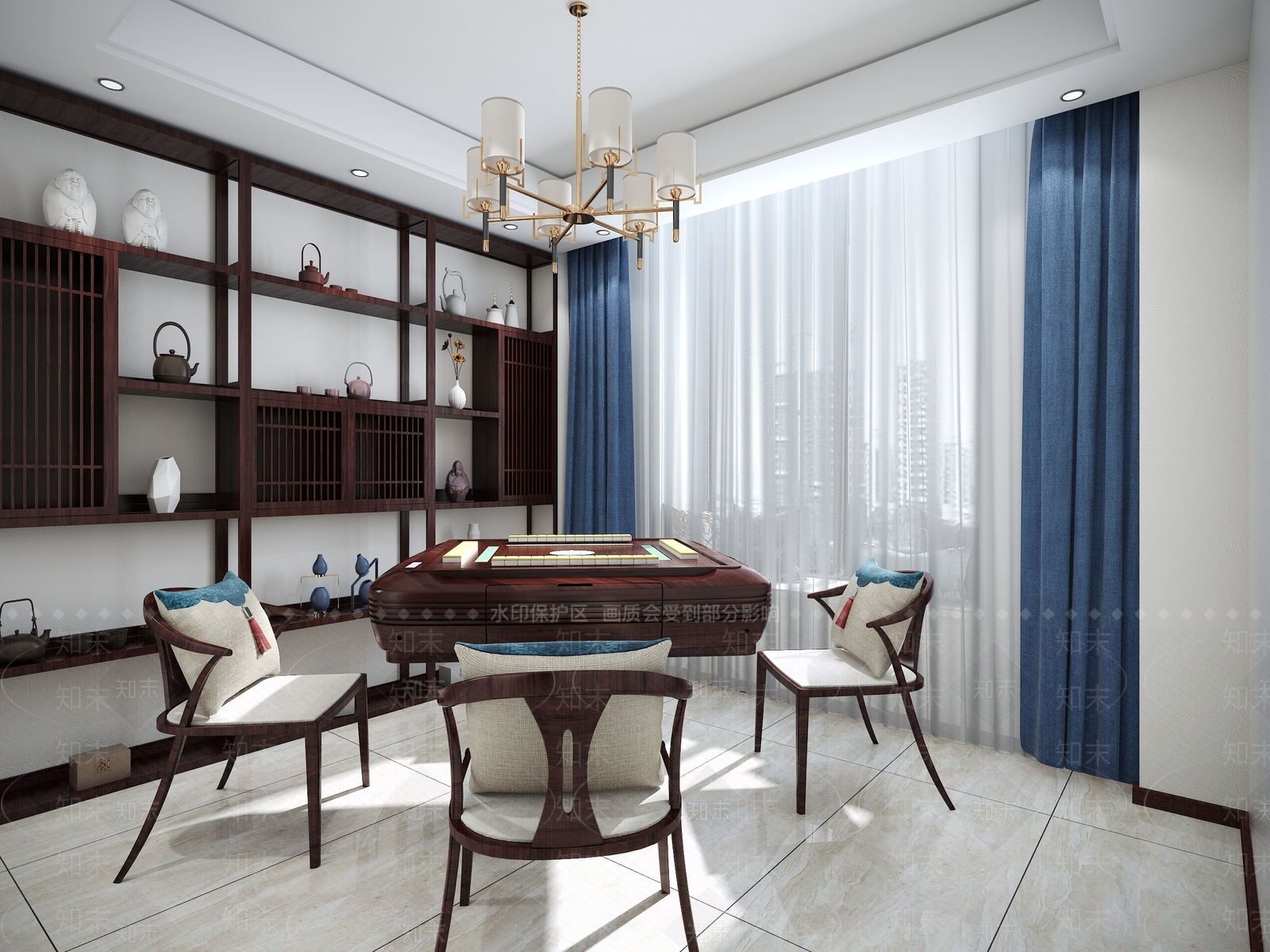 新中式麻将室3D模型下载【ID:941507052】