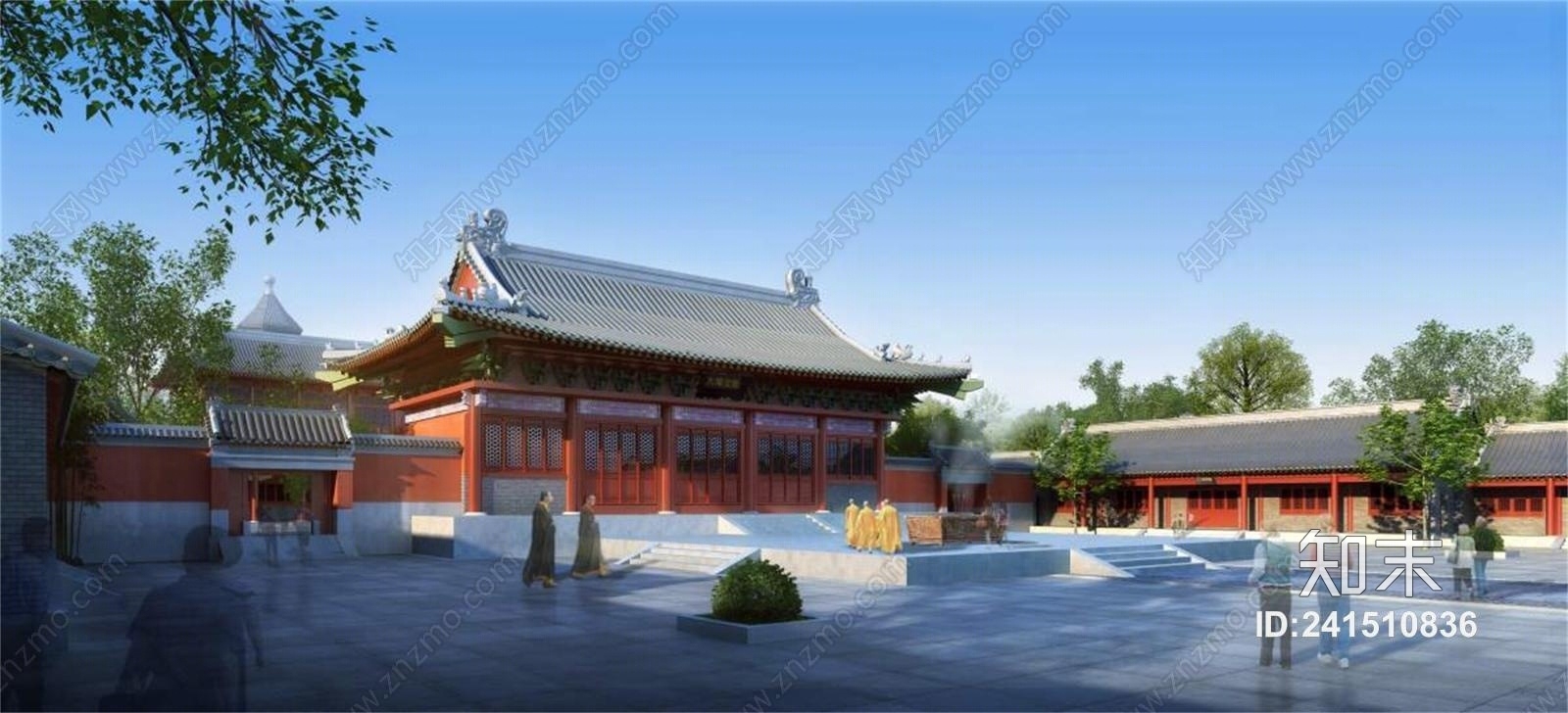 中式古建筑古代寺庙3D模型下载【ID:241510836】